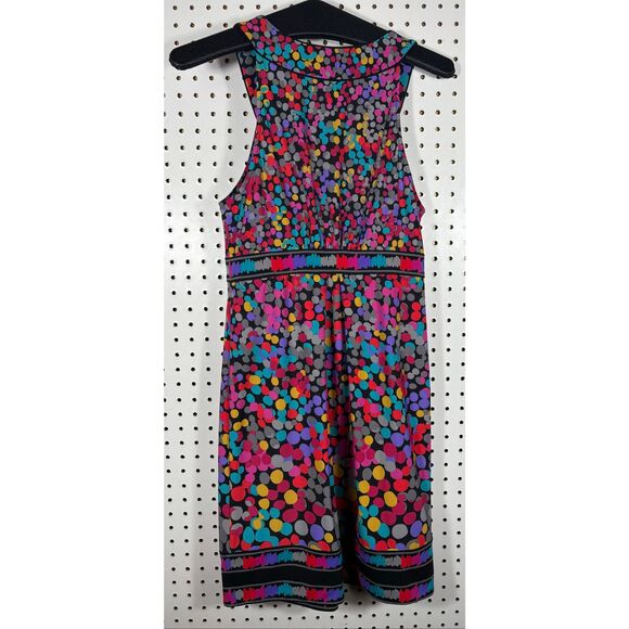 BCBG MaxAzria Dress Women Halter Knee Length Multi Color Polka Dot Stretch size - Picture 2 of 8